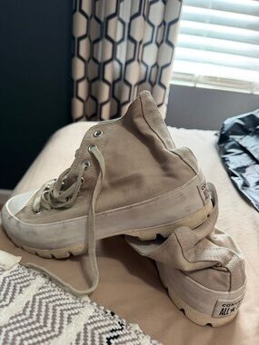 Converse High-Top Platform Sneakers - Beige and White